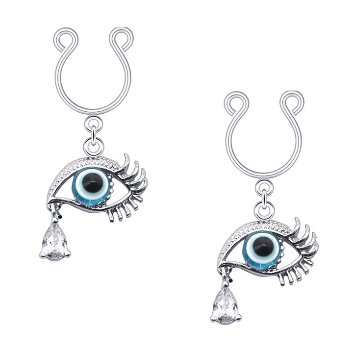 Adjustable Clip Set Breast Piercing Jewelry Intimate Decor - Silver