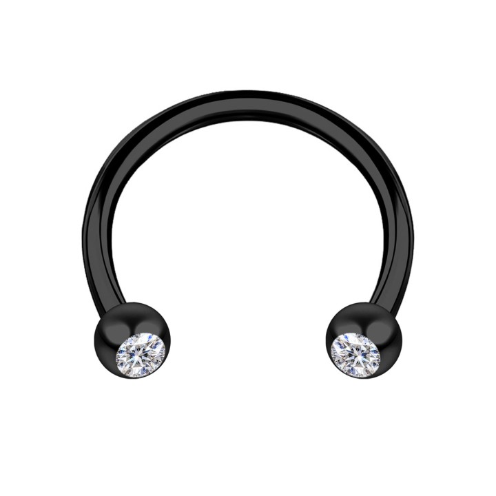 Nose Hoop Rook Earring Circular Barbell Jewelry Conch Ring - Black / 16G / 08 mm