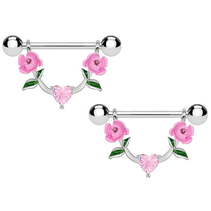 Nipple Bar Piercing Adult Straight Barbell - Pink