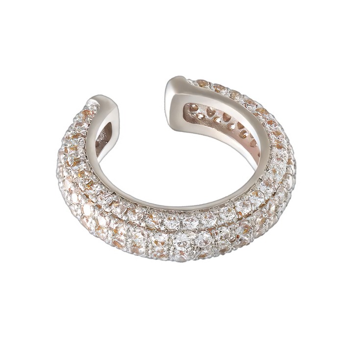 Dainty Jacket Conch Cuff No Piercing Jewelry Cartilage Hoop Clip-On Wrap - Silver