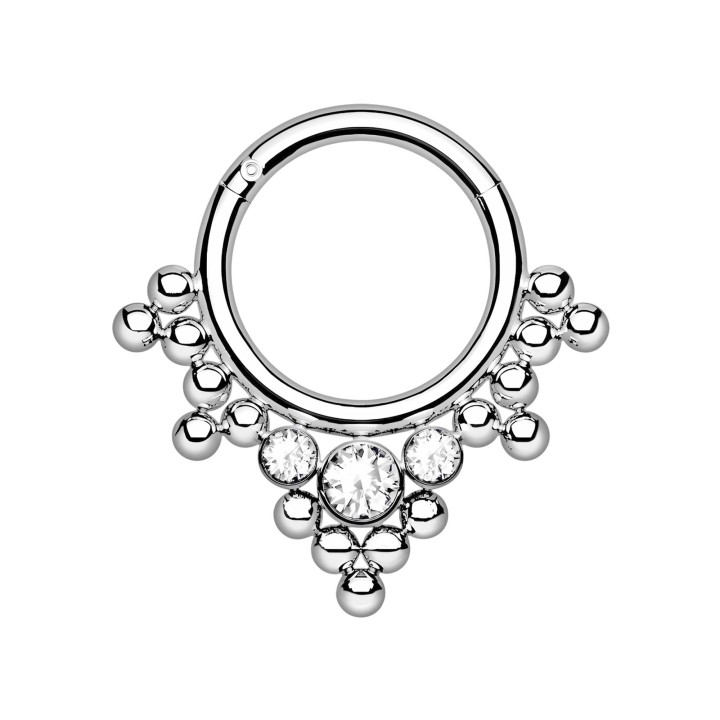 Daith Earring Nose Hoop Septum Piercing Ring Clicker - Silver / 16G / 10 mm