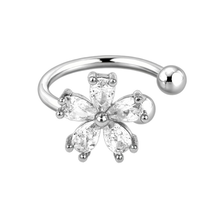 Ear Jewelry Conch Hoop Clip-On Wrap Fake Piercing Minimalist Jacket - Silver