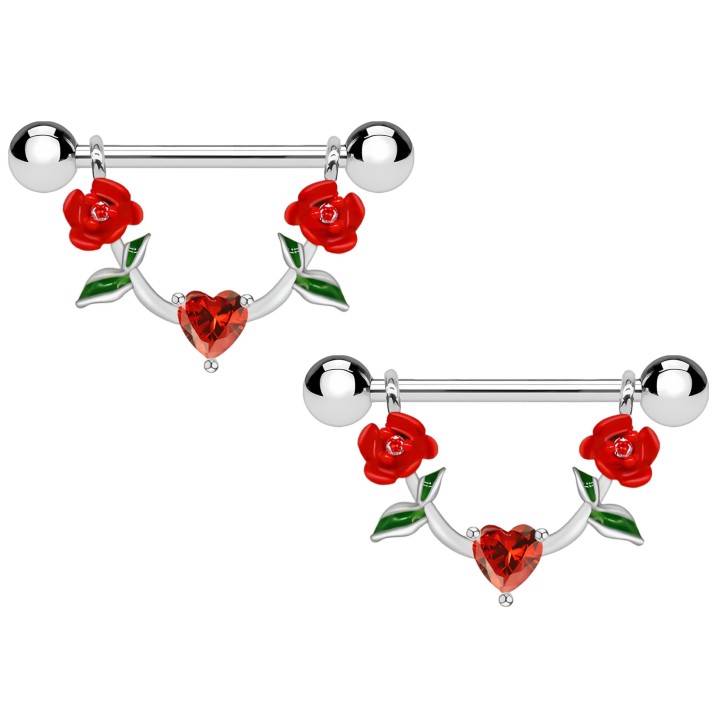 Fetish Nipple Decor Piercing Bar Ring Breast - Red