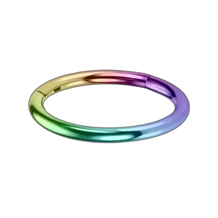 Nose Hoop Daith Piercing Ring Septum Clicker Earring - Rainbow / 16G / 10 mm