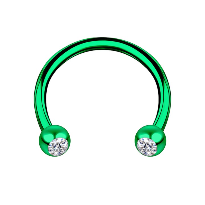 Ear Piercing Horseshoe Jewelry Circular Barbell Daith Hoop Piercing - Green / 16G / 08 mm