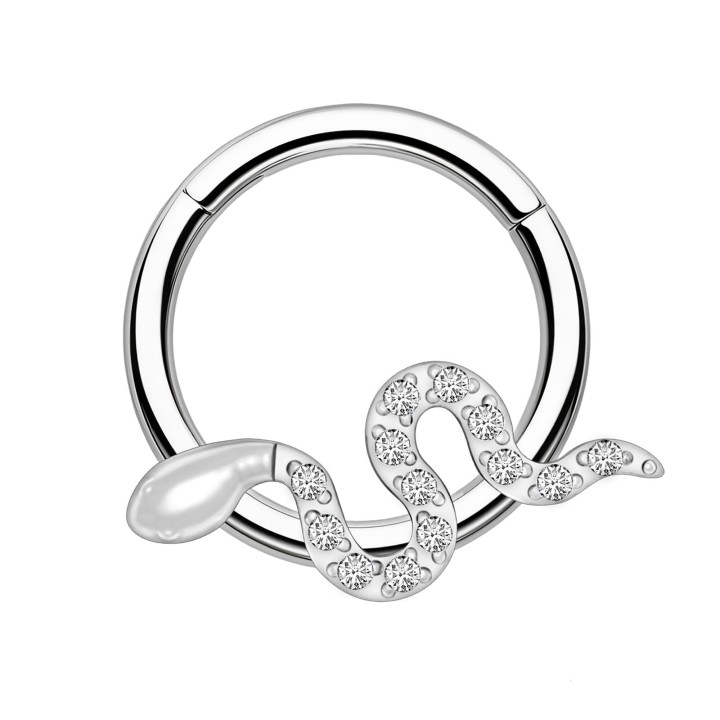 Daith Ring Nose Piercing Clicker Septum Hoop Jewelry - Silver / 16G / 10 mm