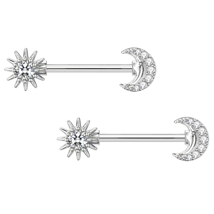 Sexy Intimate Piercing Nipple Bar Straight Barbell Fetish Jewelry - Silver