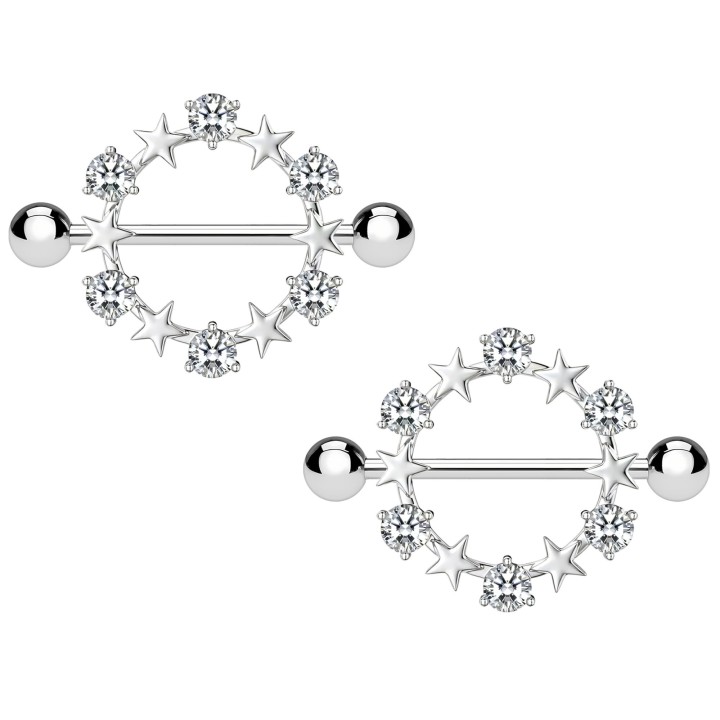 Straight Barbell Nipple Piercing Fetish Intimate Decor - Silver