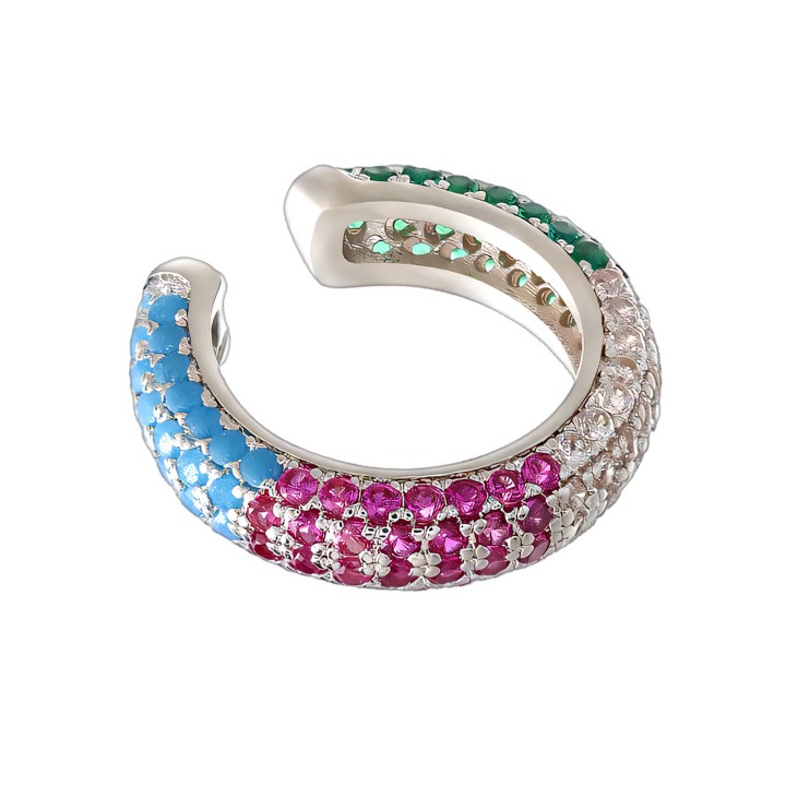 No Piercing Clip Dainty Jewelry Cartilage Wrap Faux Piercing Jacket Conch Hoop - Silver