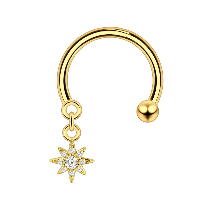 Cartilage Earring Circular Barbell Hoop Ear Piercing Daith Hoop - Gold / 16G / 10 mm