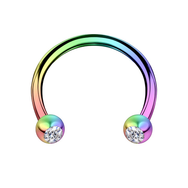 Daith Hoop Circular Barbell Jewelry Ear Piercing Septum Jewelry - Rainbow / 16G / 08 mm