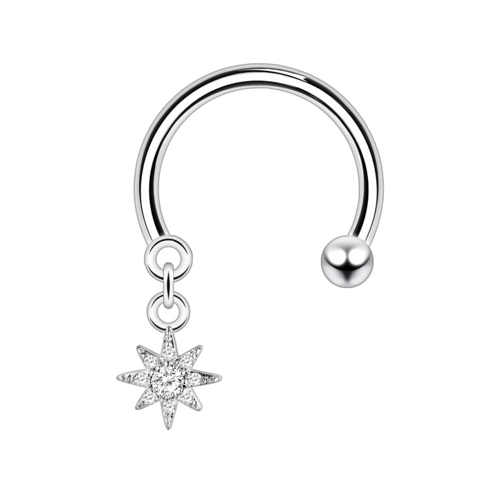 Nose Circular Barbell Piercing Rook Earring Helix Hoop - Silver / 16G / 10 mm