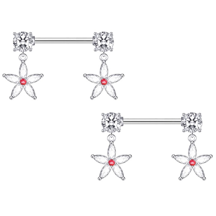 BDSM Erotic Nipple Barbell Straight Decor Intimate Piercing - Silver