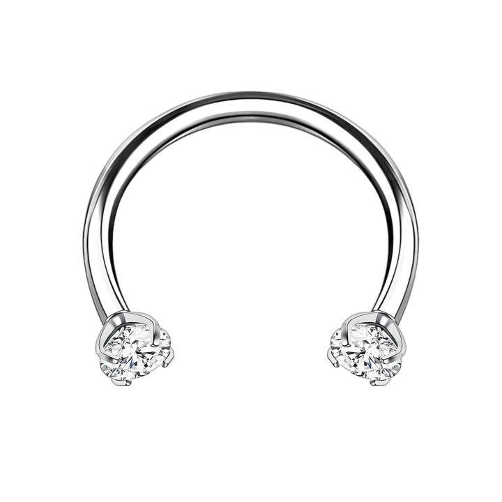 Horseshoe Hoop Piercing Circular Barbell Jewelry Cartilage Earring Nose Ring - Silver / 16G / 08 mm