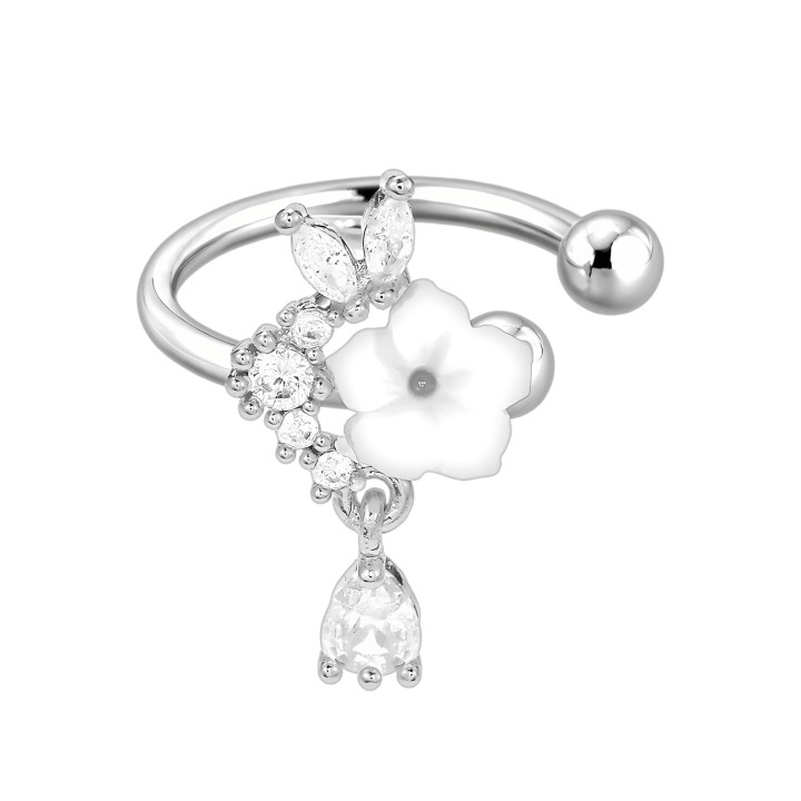 Fake Piercing Jewelry Helix Hoop Cartilage Clip Dainty Wrap Minimalist Cuff - Silver