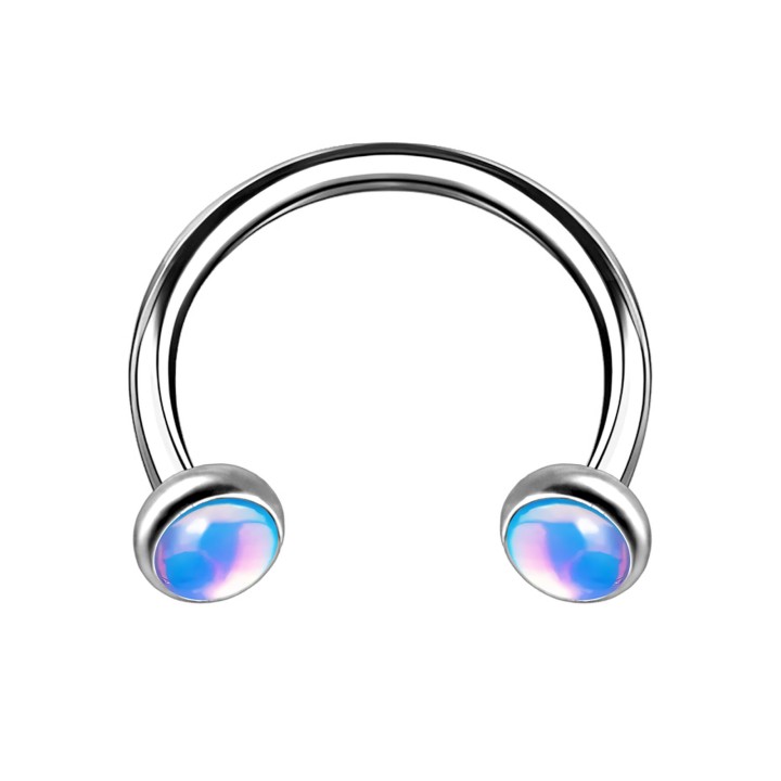 Cartilage Earring Ear Piercing Horseshoe Circular Barbell Earring Daith Hoop - Blue / 16G / 08 mm