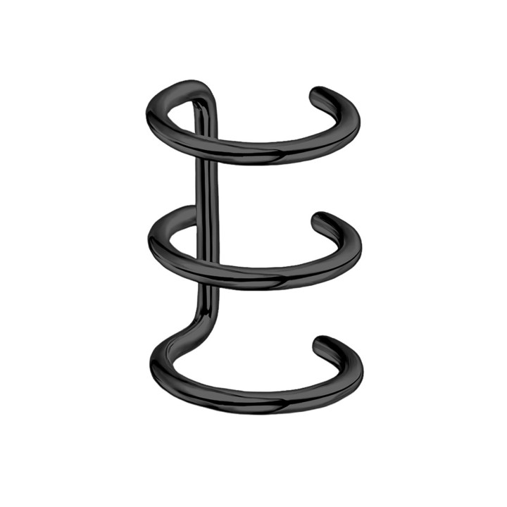 Fake Piercing Dainty Jewelry Minimalist Clip Conch Hoop Helix Wrap - Black