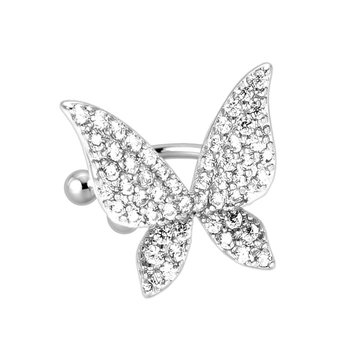 Minimalist Clip Cartilage Hoop Fake Piercing Jacket Conch Wrap - Silver