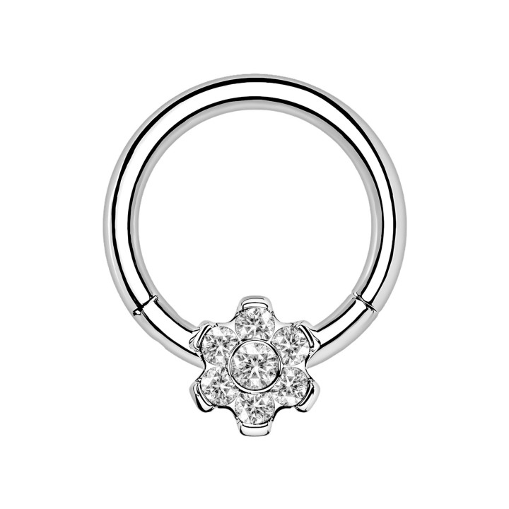 Piercing Daith Hoop Nose Septum Jewelry Clicker - Silver / 16G / 08 mm