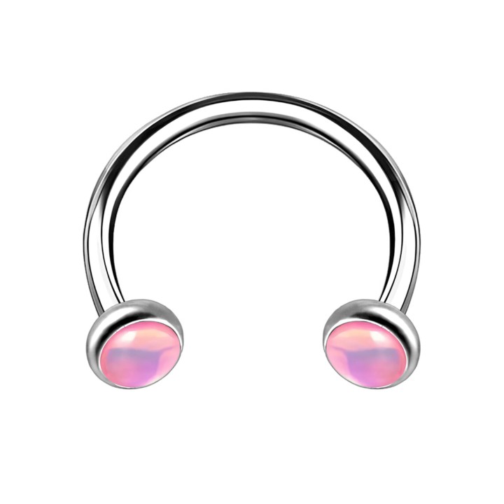 Circular Barbell Hoop Eyebrow Piercing Rook Earring Cartilage - Pink / 16G / 08 mm