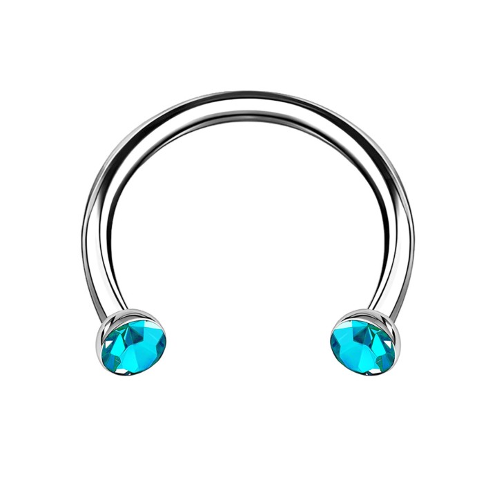 Daith Hoop Septum Jewelry Circular Barbell Ring Conch Piercing - Aqua / 16G / 08 mm