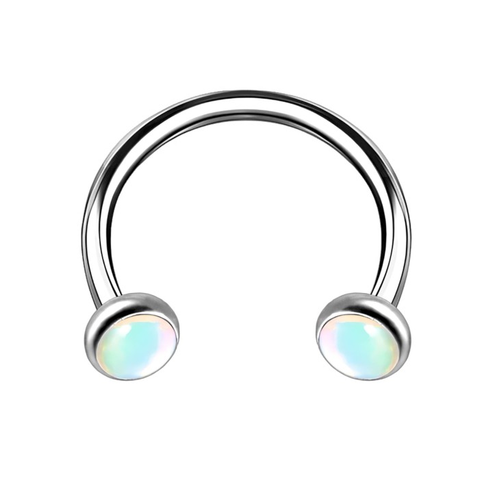 Tragus Piercing Circular Barbell Horseshoe Earring Nose Ear - White / 16G / 08 mm