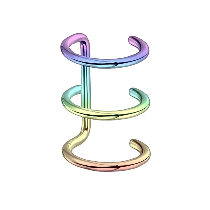 Minimalist Hoop No Piercing Wrap Ear Clip Cartilage Jacket Clip-On Jewelry - Rainbow