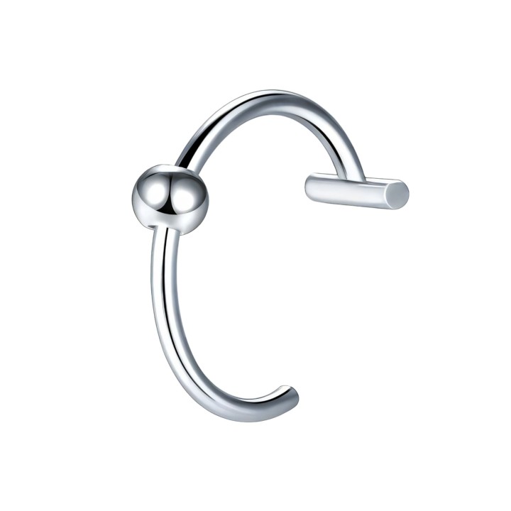 Faux Labret Piercing Lip Ornament Accessory Fashion Ring - Silver / 18G / 08 mm