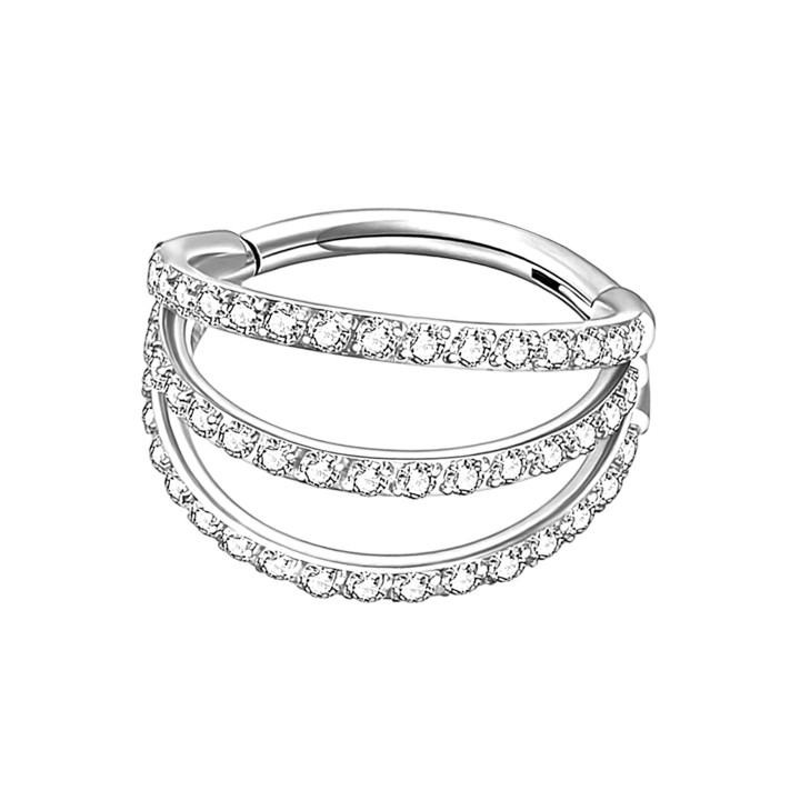 Piercing Hoop Earlobe Clicker Conch Ear Ring Nose Huggie - Silver / 16G / 10 mm