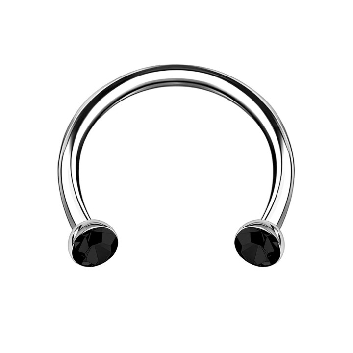 Horseshoe Earring Tragus Piercing Circular Barbell Hoop Cartilage Nose Ring - Black / 16G / 10 mm