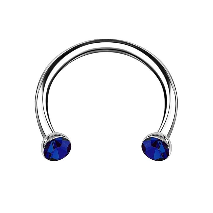 Circular Barbell Earring Eyebrow Piercing Ear Helix Hoop - Blue / 16G / 08 mm