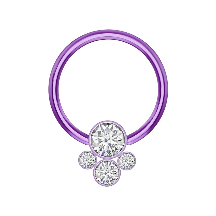 Daith Hoop Nose Piercing Septum Clicker Jewelry Ring - Purple / 16G / 10 mm