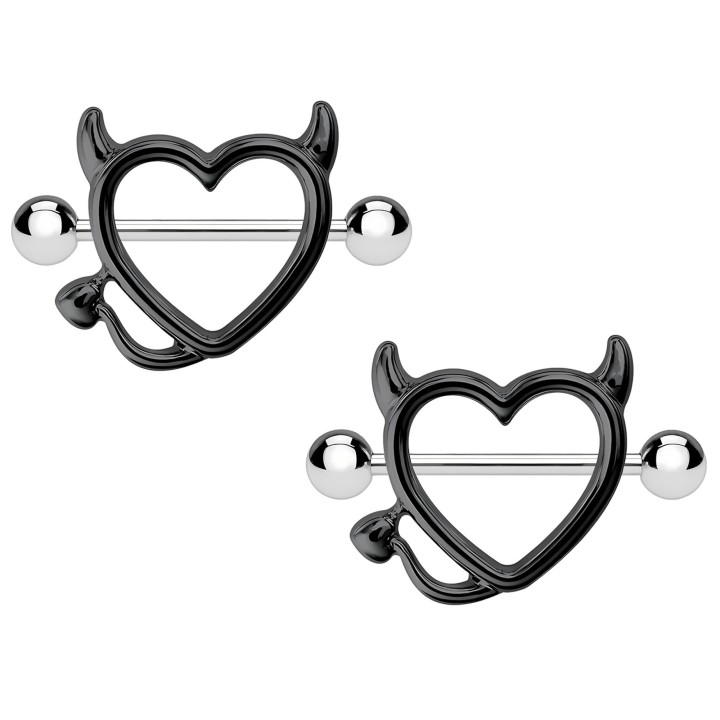 Breast Piercing Nipple Barbell Jewelry BDSM Erotic Bar - Black
