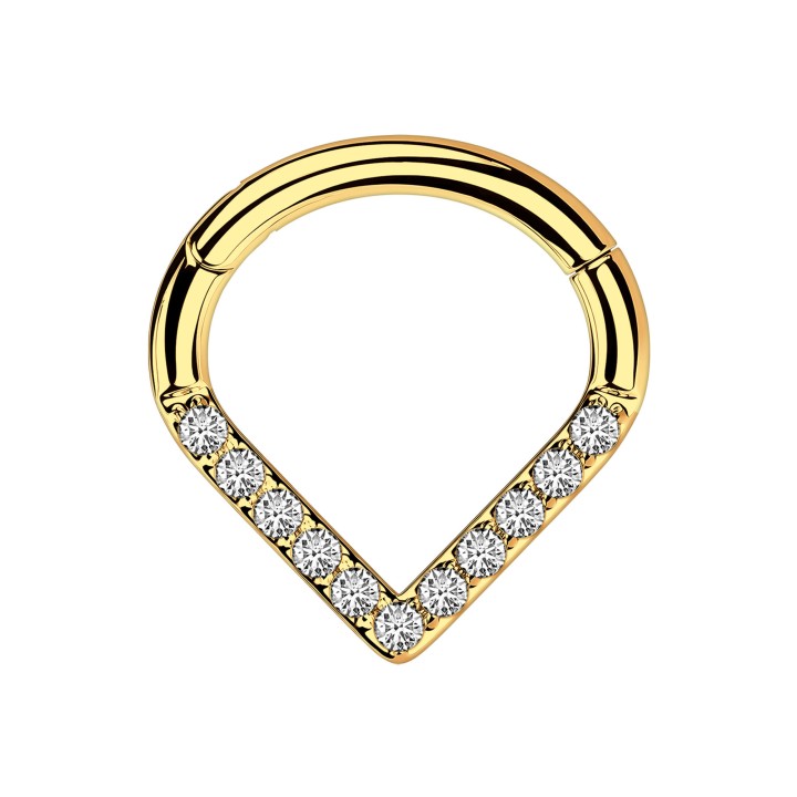 Daith Clicker Piercing Hoop Nose Jewelry Septum Earring Ring - Gold / 16G / 10 mm