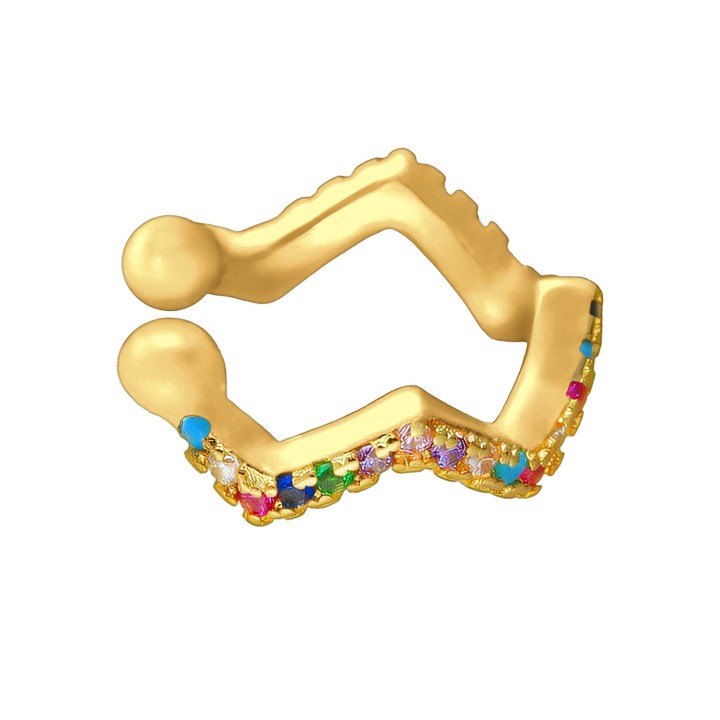 Non Pierced Jacket Ear Wrap Cartilage Hoop Conch Clip Fake Piercing Jewelry - Gold