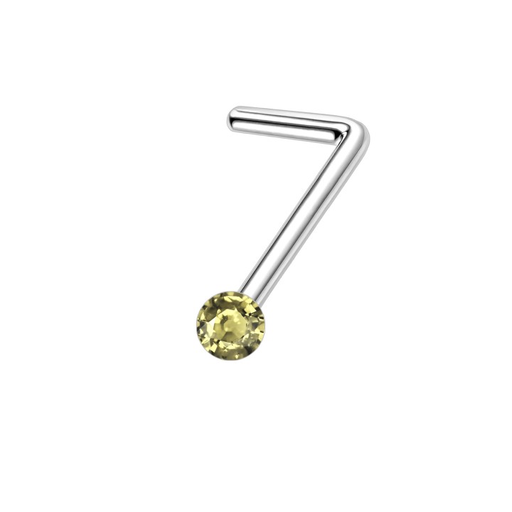 18G Dainity Nose Stud with Small CZ L-Post L-Bend Pin Delicate Jewelry Ring - Yellow