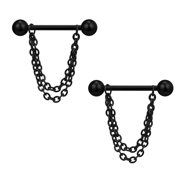 Straight Barbell Intimate Piercing Decor Fetish Ring - Black