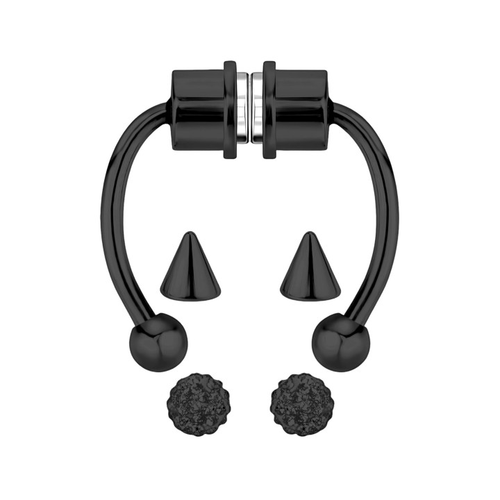 Fake Piercing Faux Cuff Temporary Ring Septum - Black