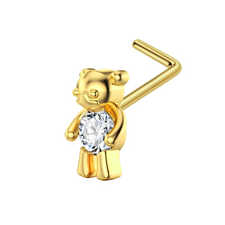 Delicate 18G Diamond Nose Stud for Nostril Jewelry Ring - Gold