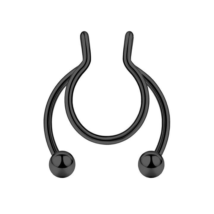 Faux Nose Clip-On Ring Hugger Jewelry Piercing - Black