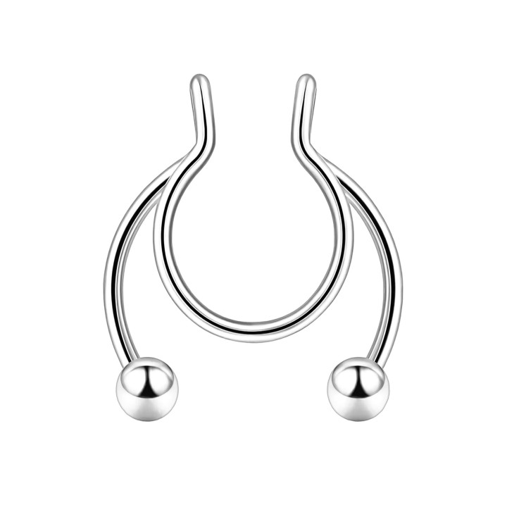 Fake Nose Piercing Faux Septum Temporary Ring - Silver