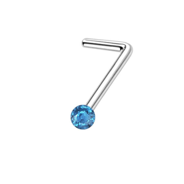 Dainity 18G Nostril Pin with Delicate L-Bend L-Post L-Stud Jewelry Ring - Blue