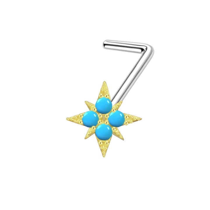 Dainty 18G Diamond Nose Screw CZ Stud with Small L-Post Piercing Jewelry - Star