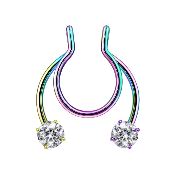 Faux Ring Temporary Piercing Non-Piercing Hugger - Rainbow