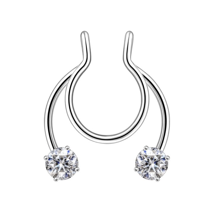 Nose Decoration Piercing Faux Ring Temporary Non-Piercing - Silver