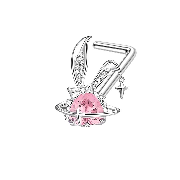 Dainty 18G Nose Pin with CZ L-Post Screw for Tiny Nostril Piercing - Silver