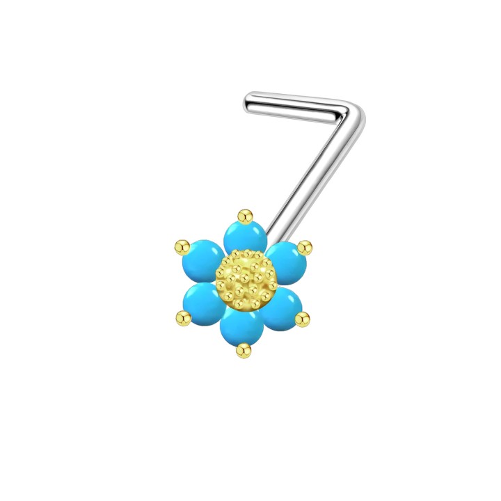Dainty Diamond CZ Nose Pin Stud for Nostril Piercing Jewelry - Flowers