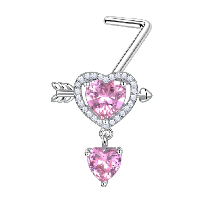 Delicate Dainity Nose Screw Pin with L-Post Ring Jewelry - Silver