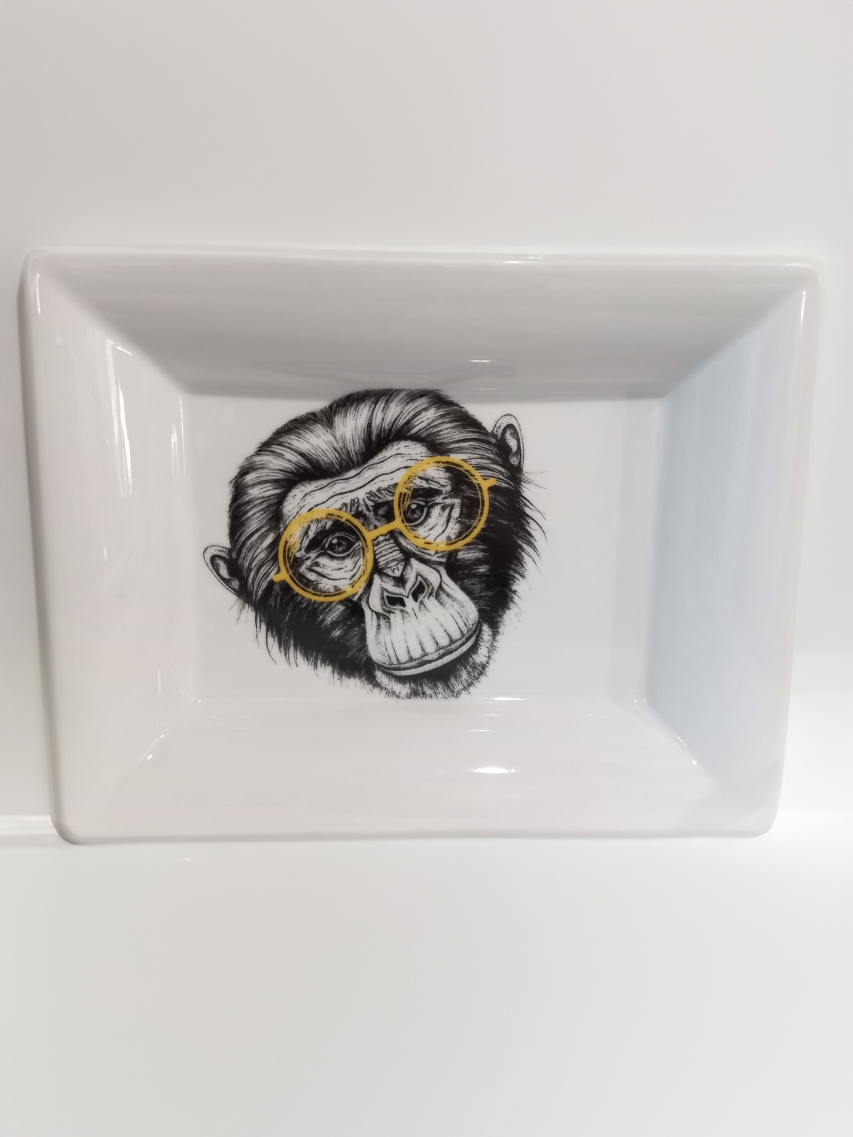 Porcelain monkey ashtray colour yellow size 20x16