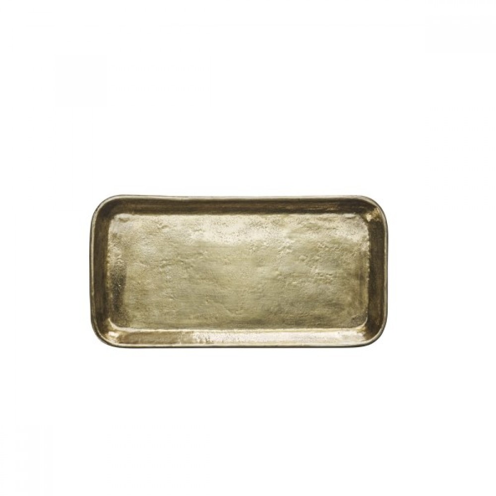 Hand hammered rectangular aluminium tray